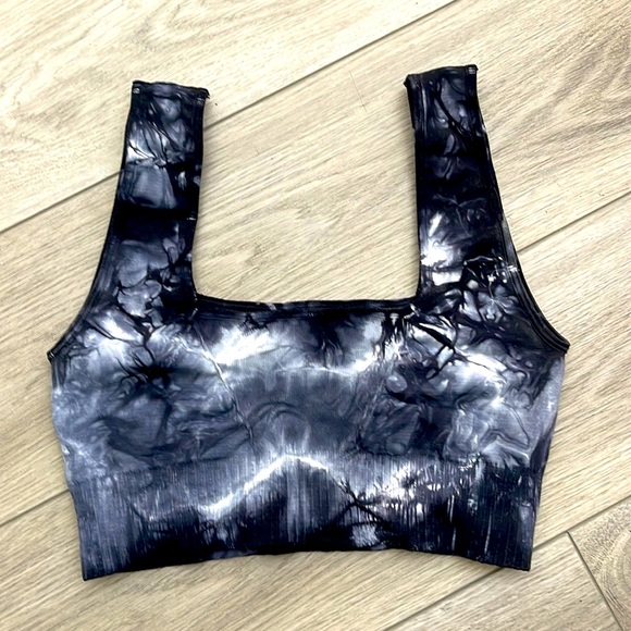 Free People Other - Free People Good Karma Square Neck Bra Black White Tie Dye Yoga M / L athletic